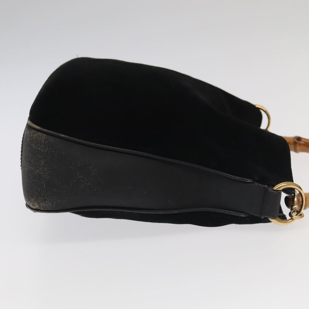 GUCCI Bamboo Shoulder Bag Nylon Suede 3Set Black ti2375