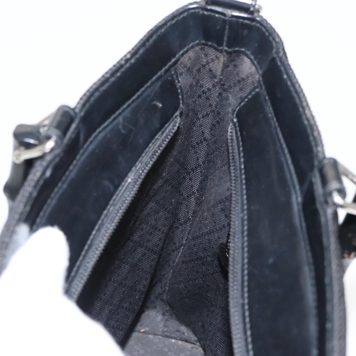 GUCCI Bamboo Hand Bag Nylon Black Silver 000 1705 0588 ti2378