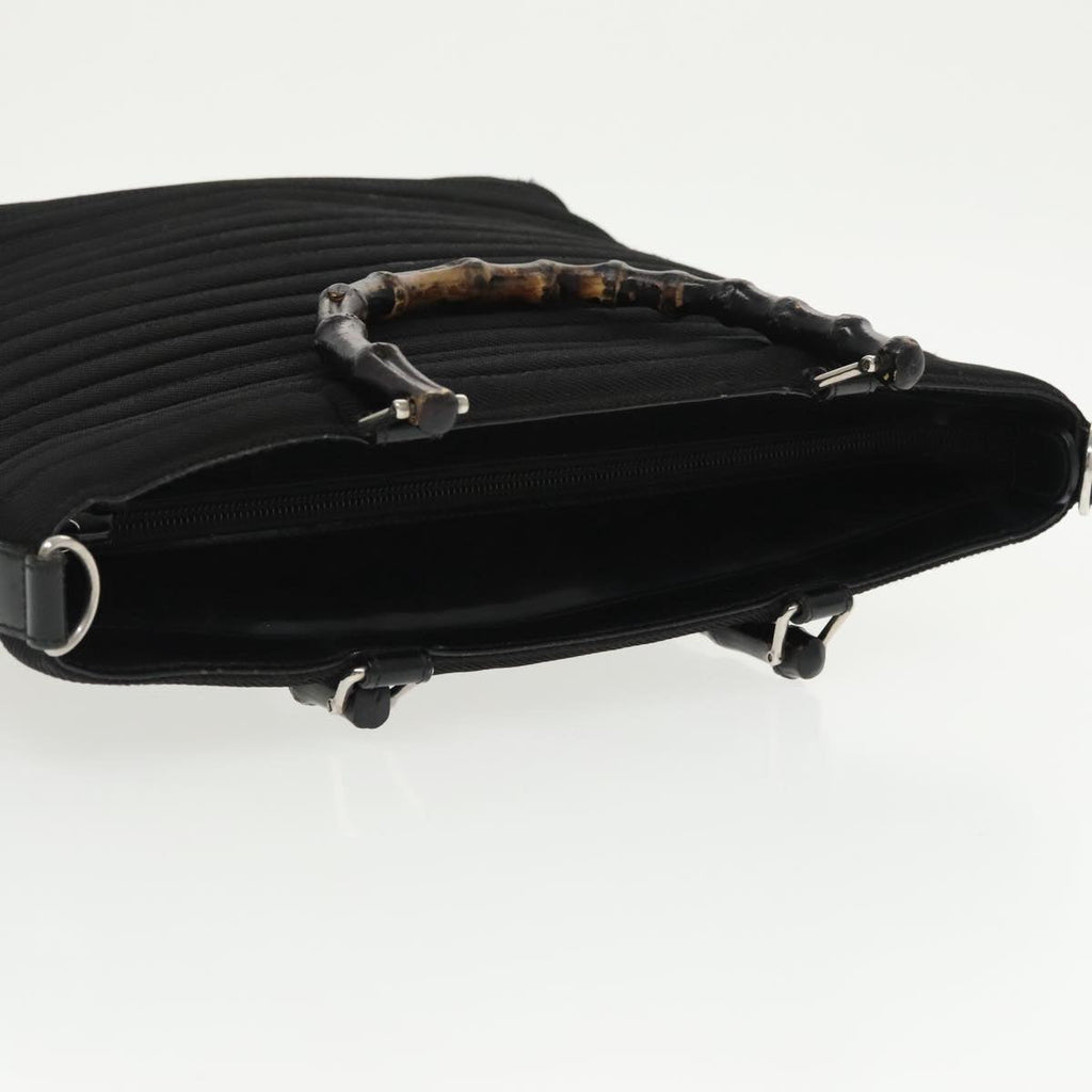 GUCCI Bamboo Hand Bag Nylon Black Silver 000 1705 0588 ti2378