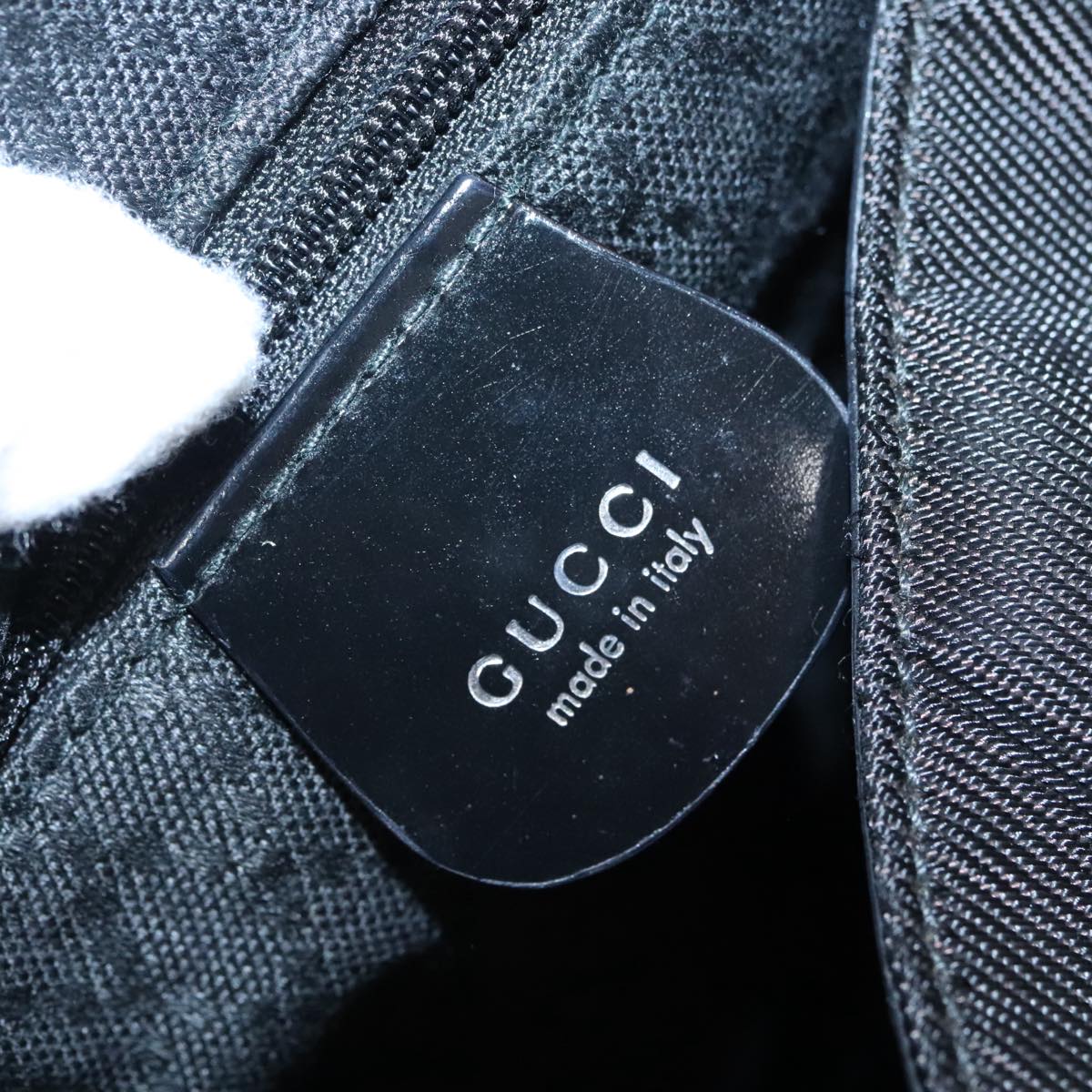GUCCI Bamboo Hand Bag Nylon 2way Black Silver 001 2058 1577 5 ti2381