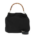 GUCCI Bamboo Hand Bag Nylon 2way Black Silver 001 2058 1577 5 ti2381
