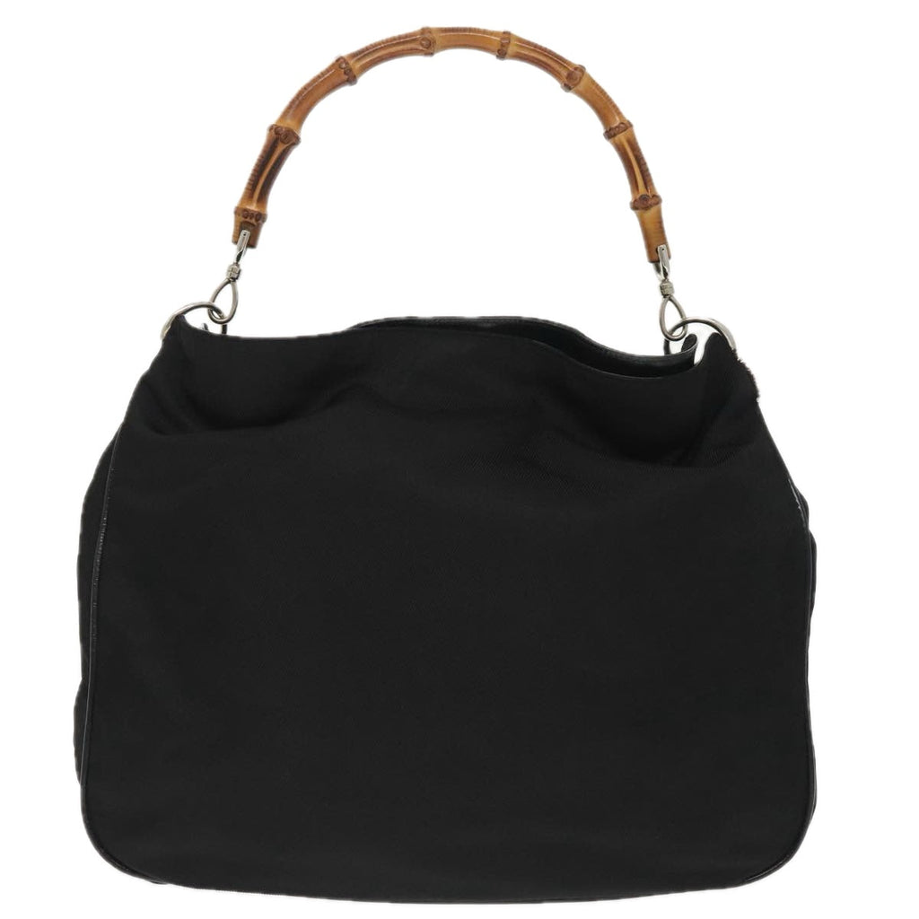 GUCCI Bamboo Hand Bag Nylon 2way Black Silver 001 2058 1577 5 ti2381