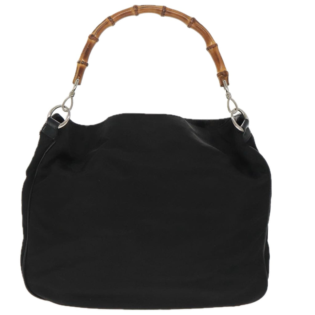 GUCCI Bamboo Hand Bag Nylon 2way Black Silver 001 2058 1577 5 ti2381