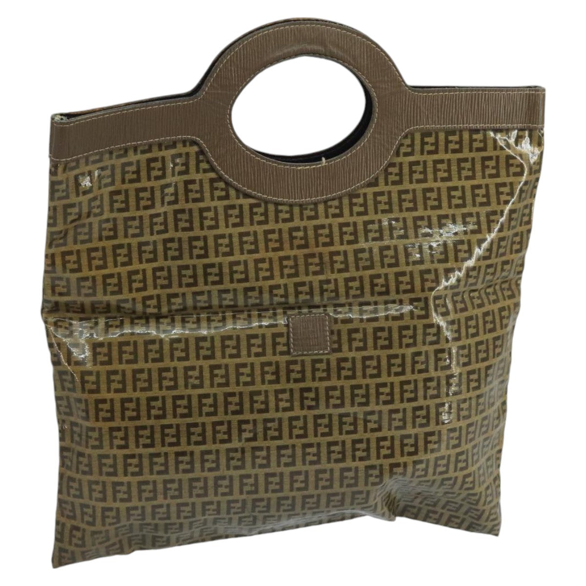 FENDI Zucchino Canvas Hand Bag Coated Canvas Brown ti2382