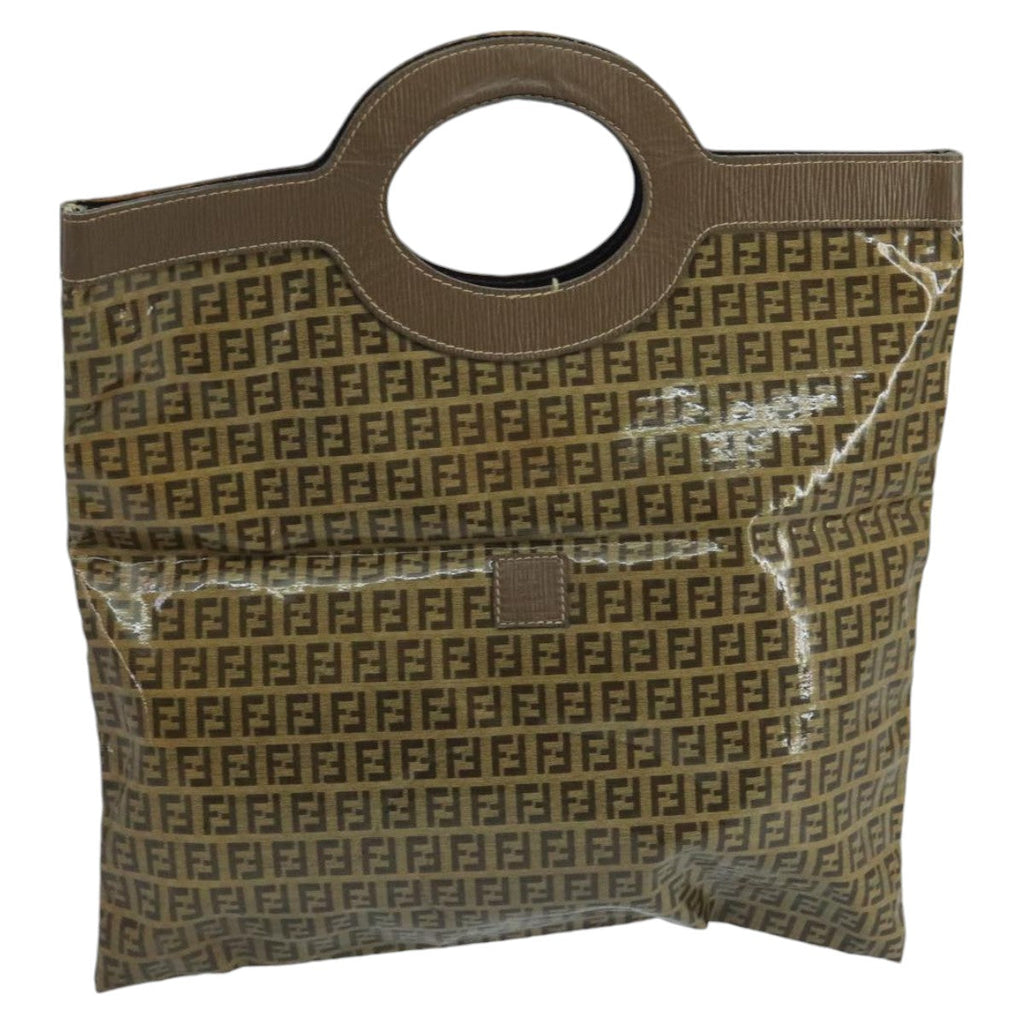 FENDI Zucchino Canvas Hand Bag Coated Canvas Brown ti2382