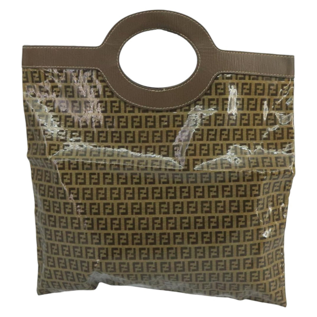 FENDI Zucchino Canvas Hand Bag Coated Canvas Brown ti2382