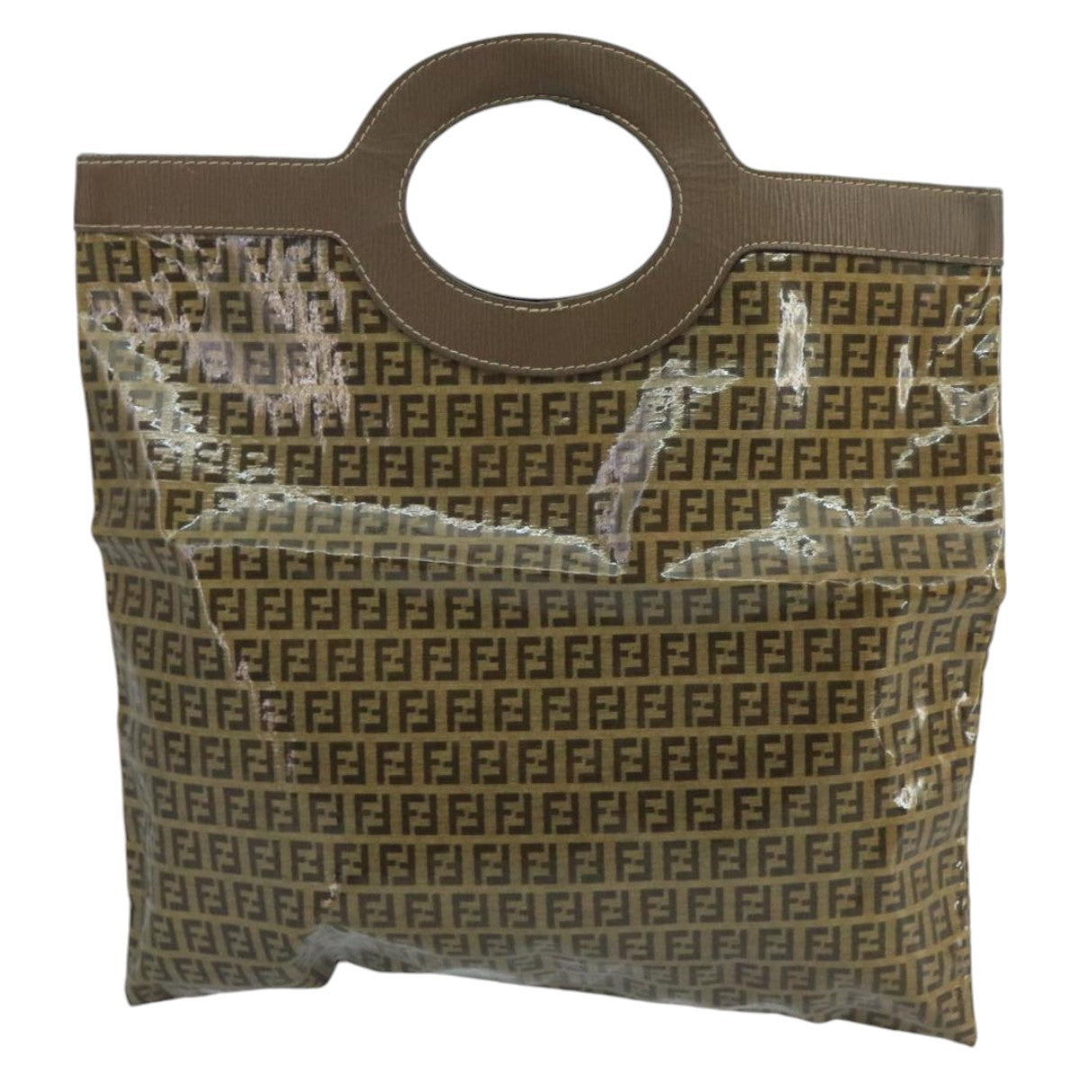 FENDI Zucchino Canvas Hand Bag Coated Canvas Brown ti2382