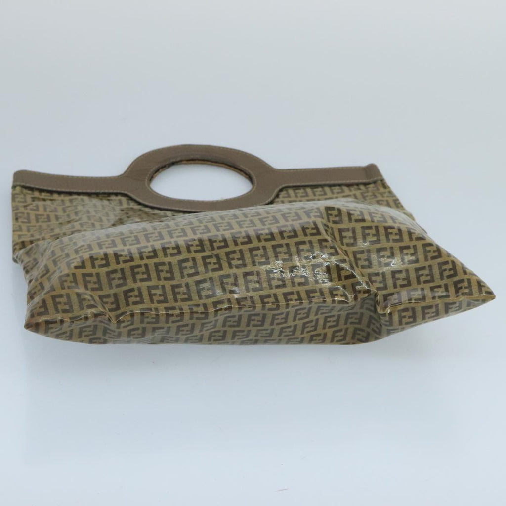 FENDI Zucchino Canvas Hand Bag Coated Canvas Brown ti2382