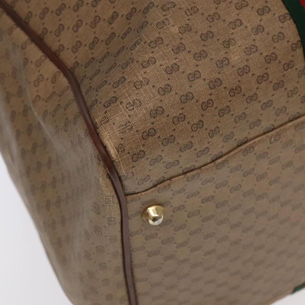 GUCCI Micro GG Canvas Web Sherry Line Boston Bag PVC Beige Gold ti2383