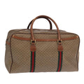 GUCCI Micro GG Canvas Web Sherry Line Boston Bag PVC Beige Gold ti2383