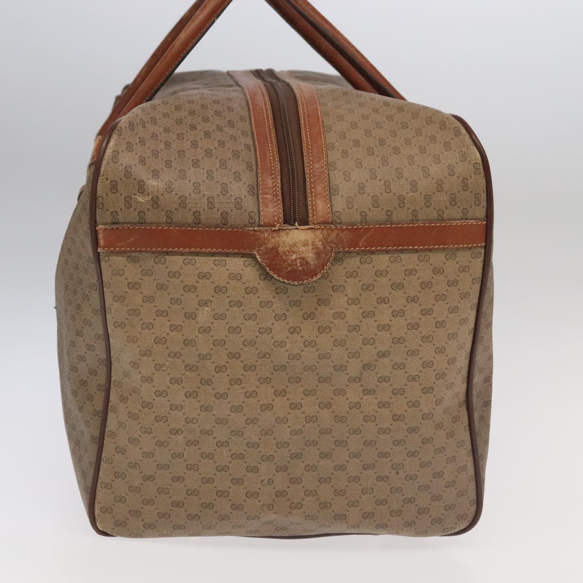 GUCCI Micro GG Canvas Web Sherry Line Boston Bag PVC Beige Gold ti2383