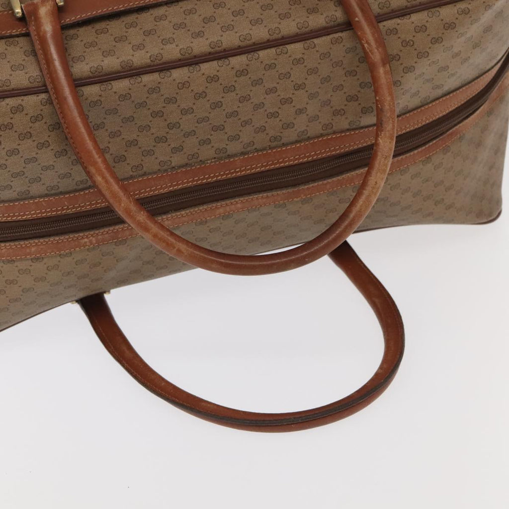 GUCCI Micro GG Canvas Web Sherry Line Boston Bag PVC Beige Gold ti2383