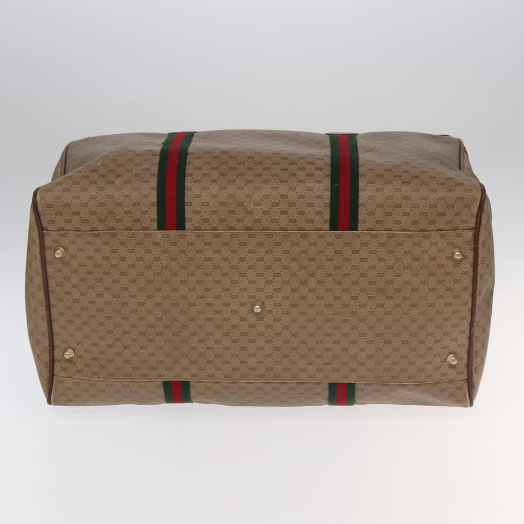 GUCCI Micro GG Canvas Web Sherry Line Boston Bag PVC Beige Gold ti2383