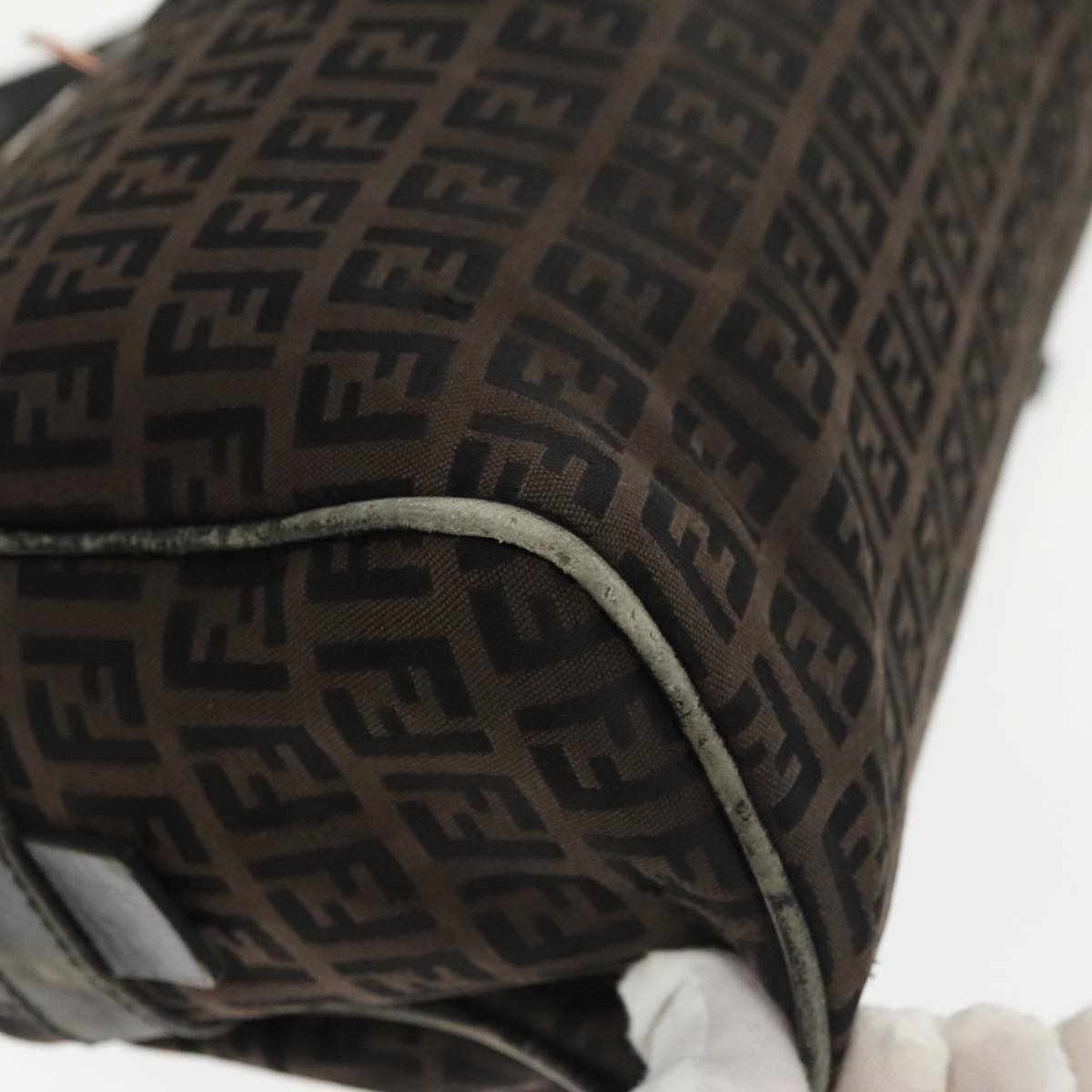 FENDI Zucchino Canvas Hand Bag Canvas Brown ti2386