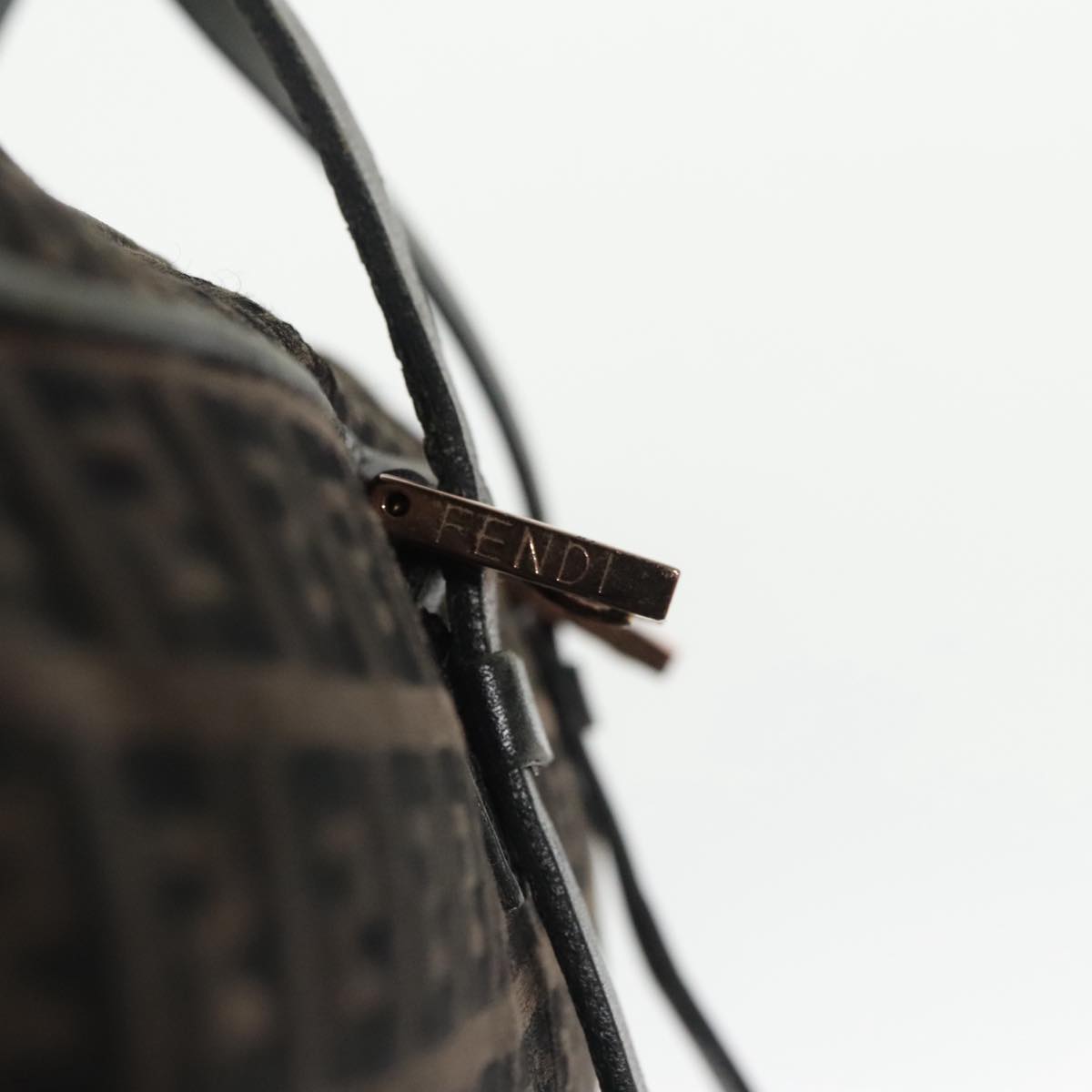 FENDI Zucchino Canvas Hand Bag Canvas Brown ti2386