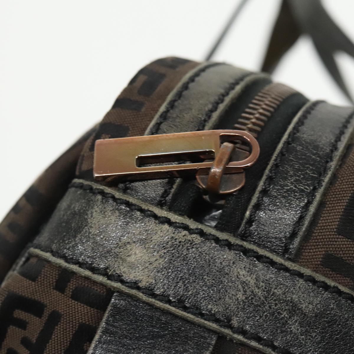 FENDI Zucchino Canvas Hand Bag Canvas Brown ti2386
