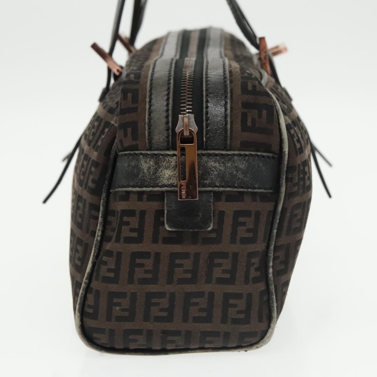 FENDI Zucchino Canvas Hand Bag Canvas Brown ti2386