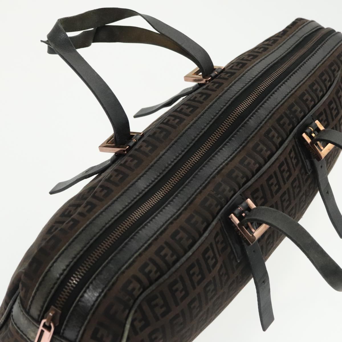 FENDI Zucchino Canvas Hand Bag Canvas Brown ti2386