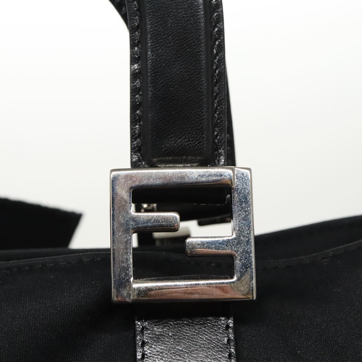 FENDI Hand Bag Nylon Black Silver ti2387
