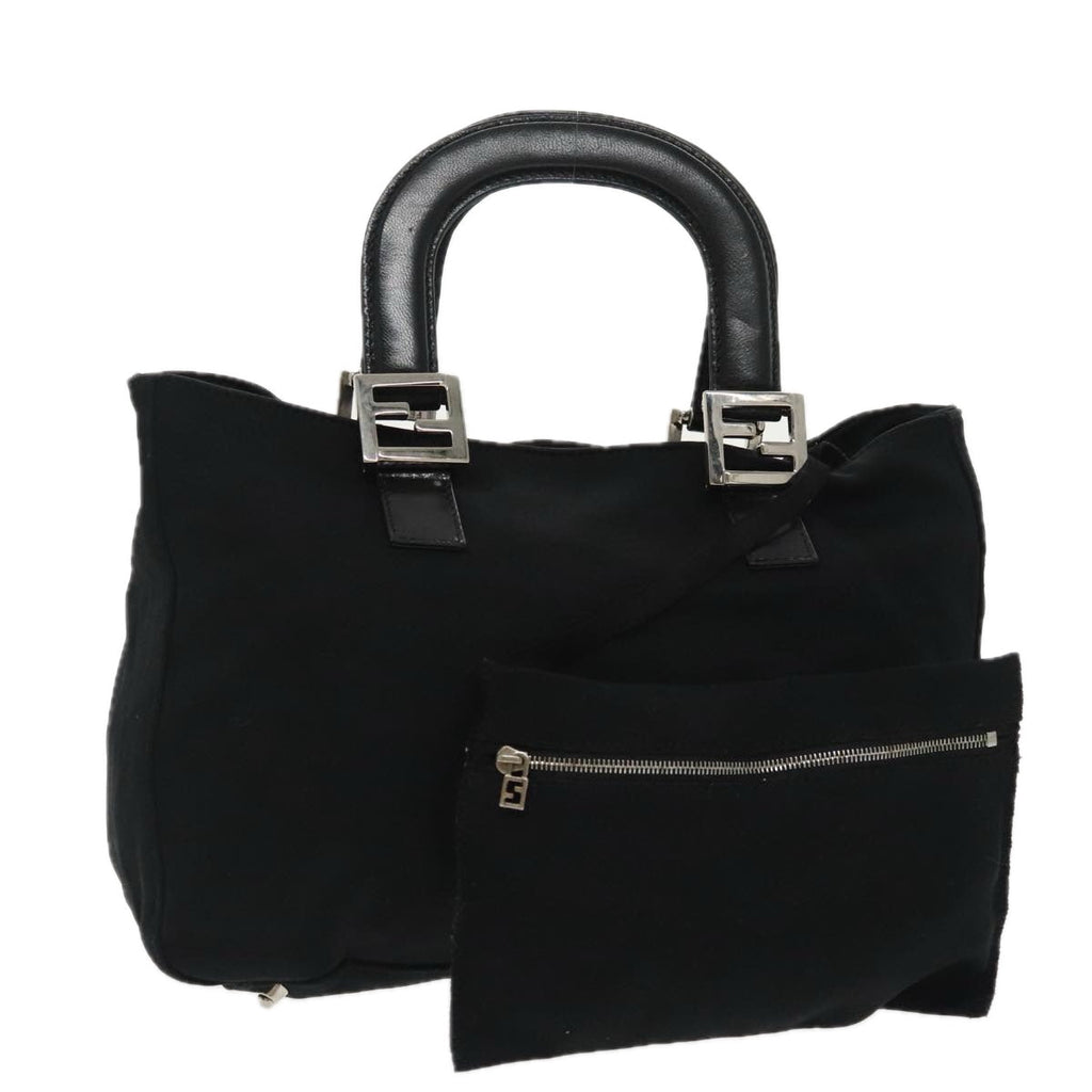 FENDI Hand Bag Nylon Black Silver ti2387