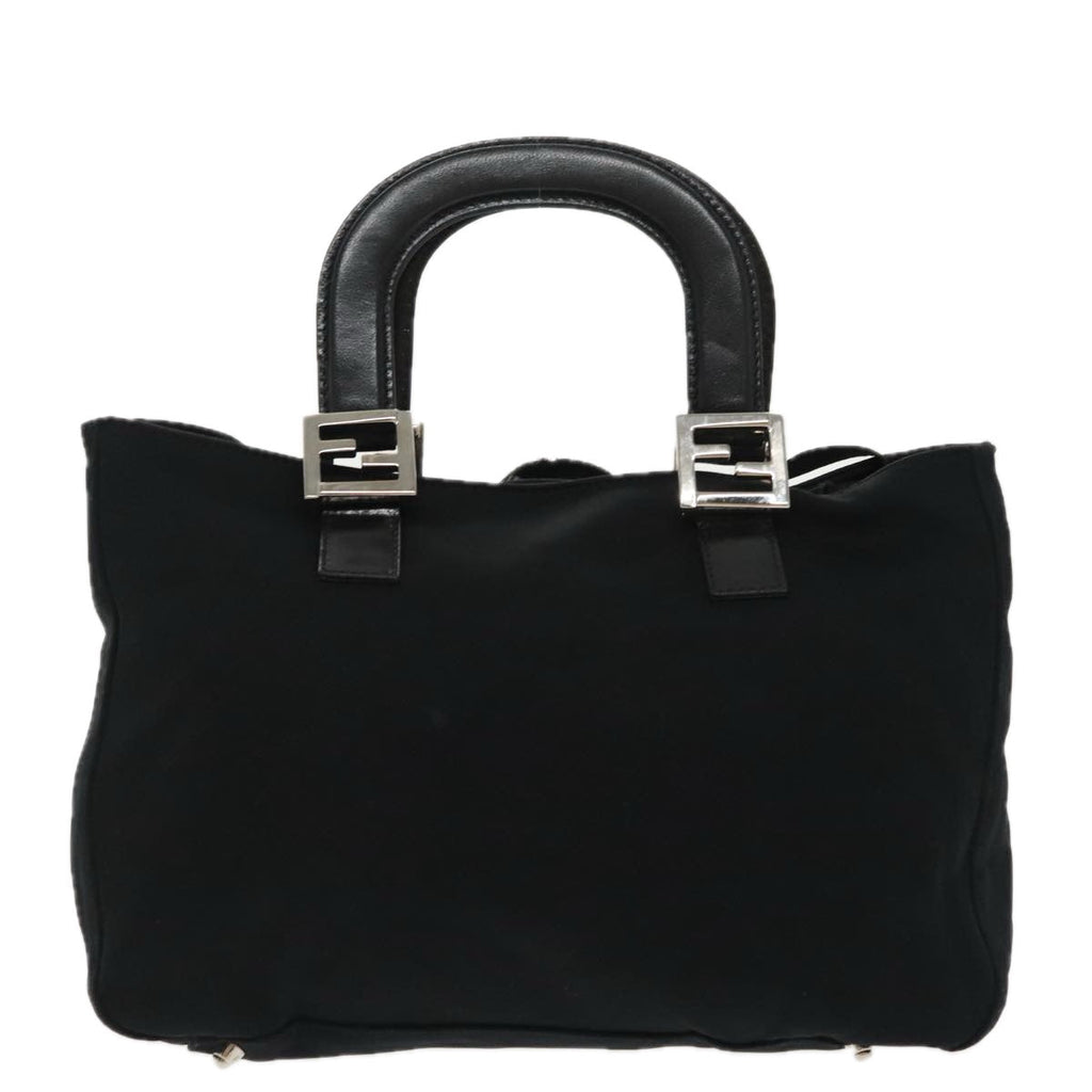 FENDI Hand Bag Nylon Black Silver ti2387