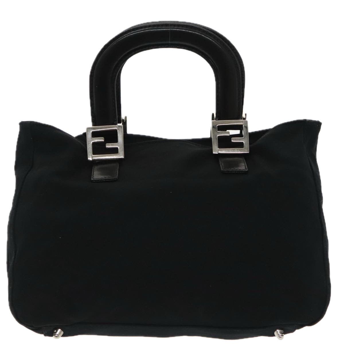 FENDI Hand Bag Nylon Black Silver ti2387