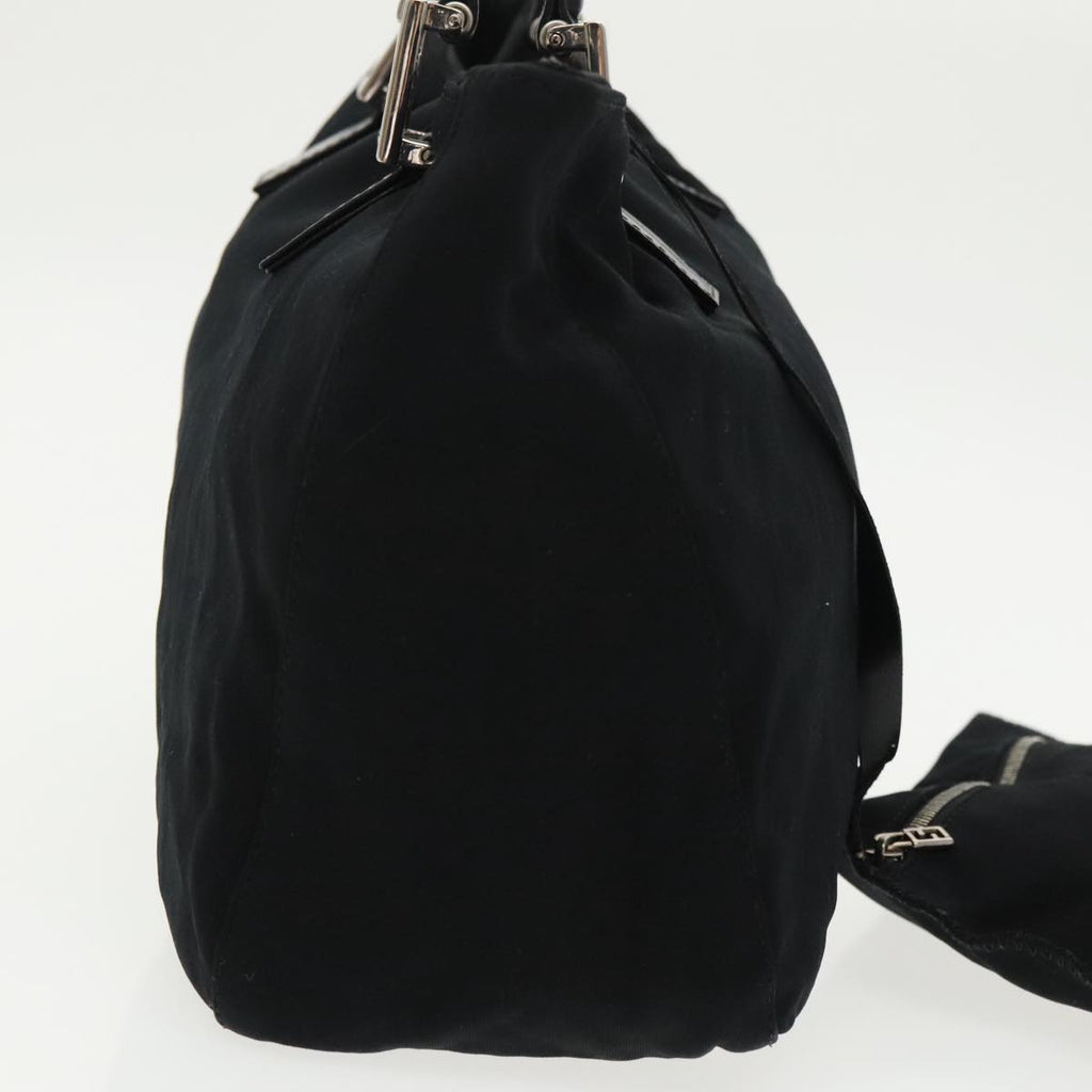 FENDI Hand Bag Nylon Black Silver ti2387