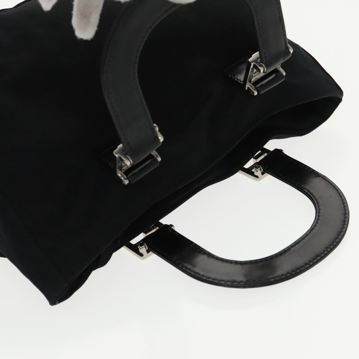 FENDI Hand Bag Nylon Black Silver ti2387