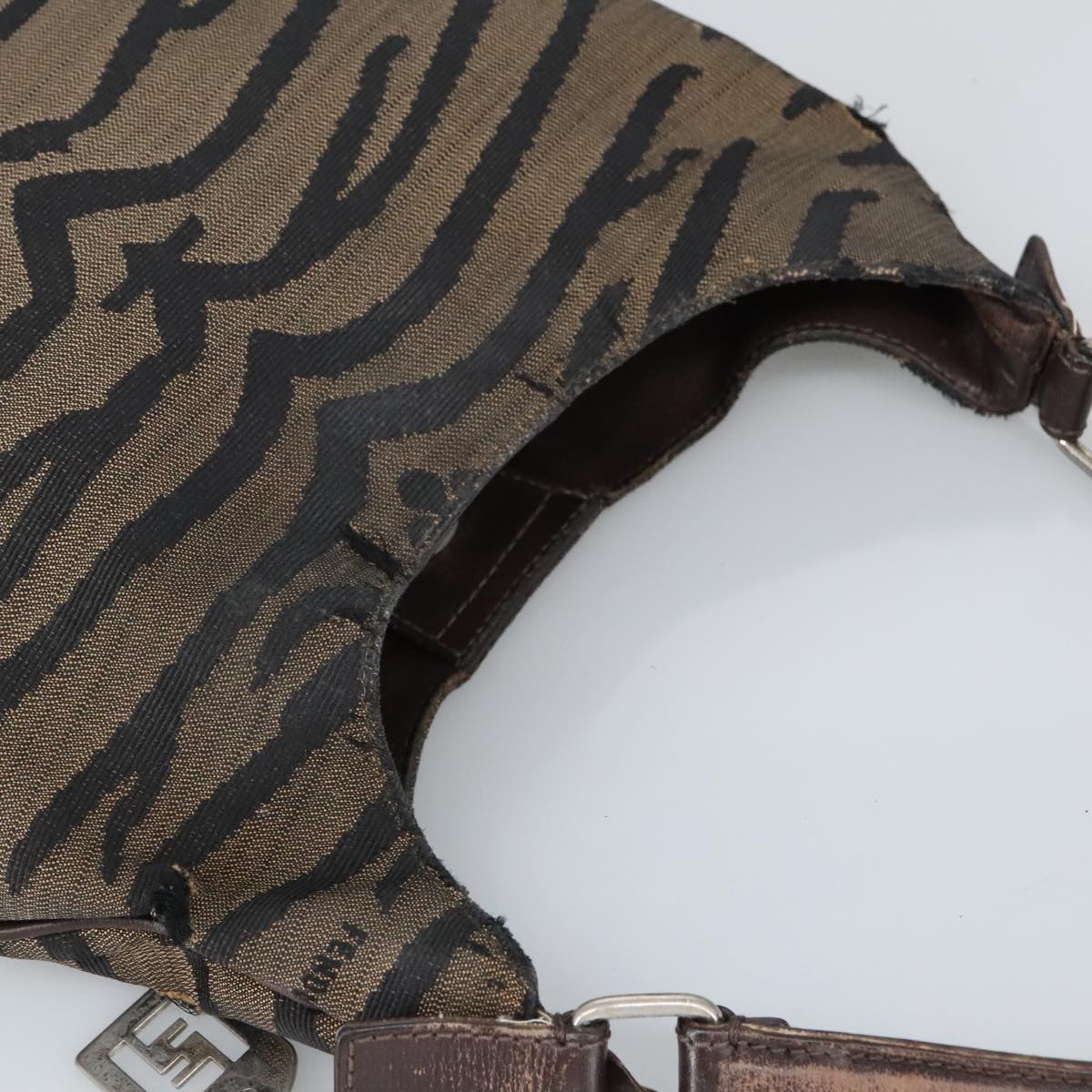 FENDI Hand Bag Canvas Brown ti2388