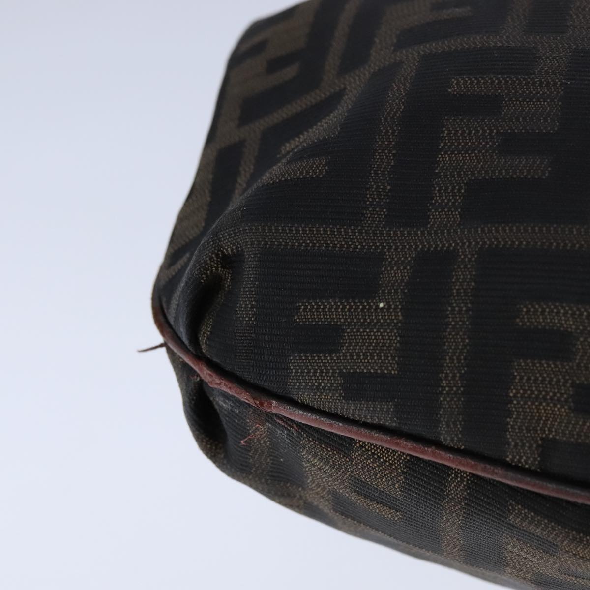 FENDI Zucca Canvas Shoulder Bag Brown Black ti2513