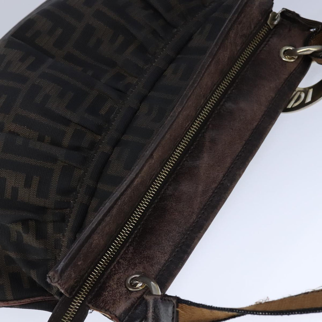 FENDI Zucca Canvas Shoulder Bag Brown Black ti2513