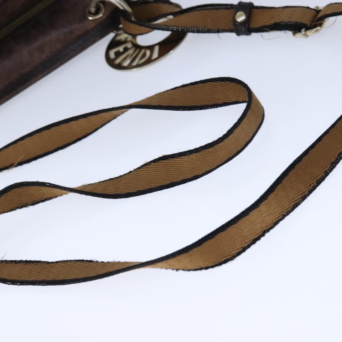FENDI Zucca Canvas Shoulder Bag Brown Black ti2513