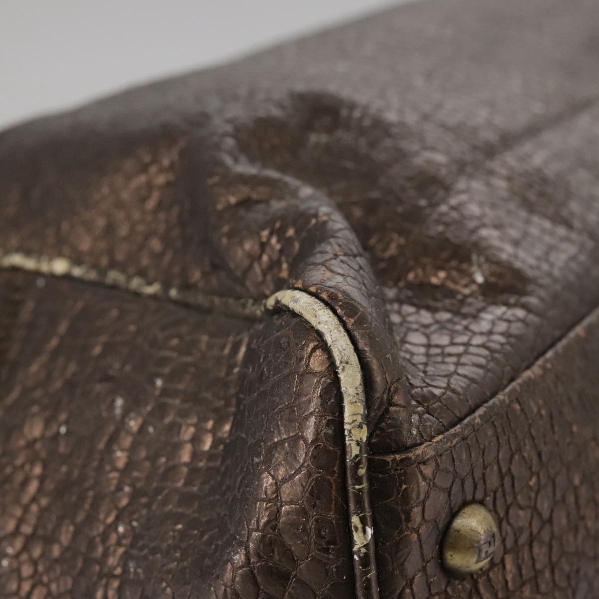FENDI Hand Bag Leather Brown ti2514