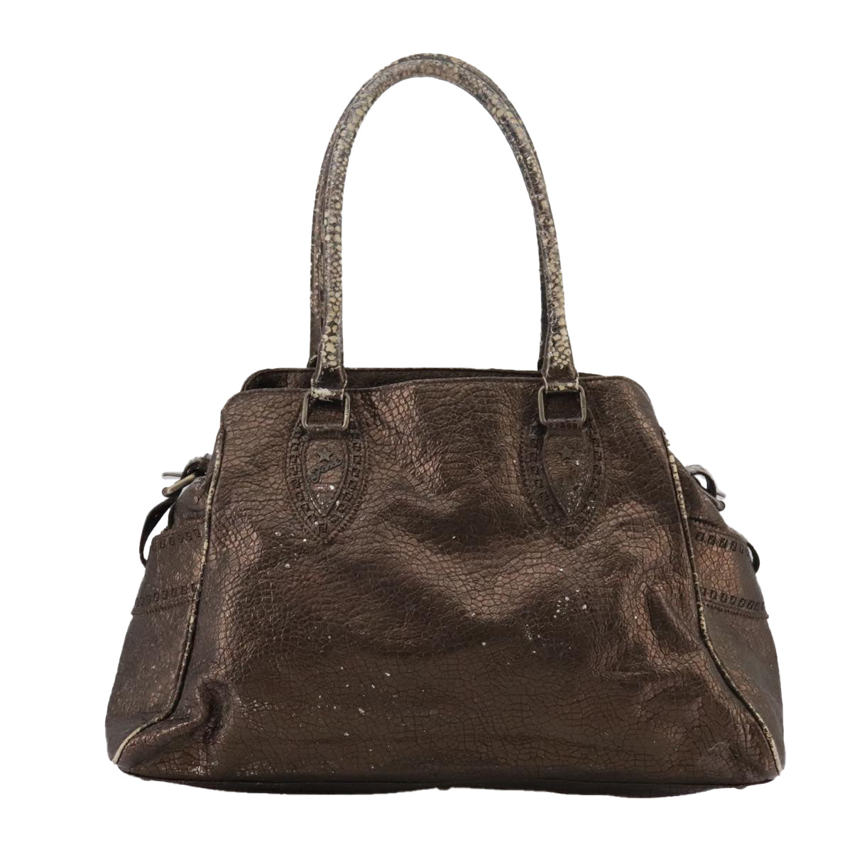 FENDI Hand Bag Leather Brown ti2514