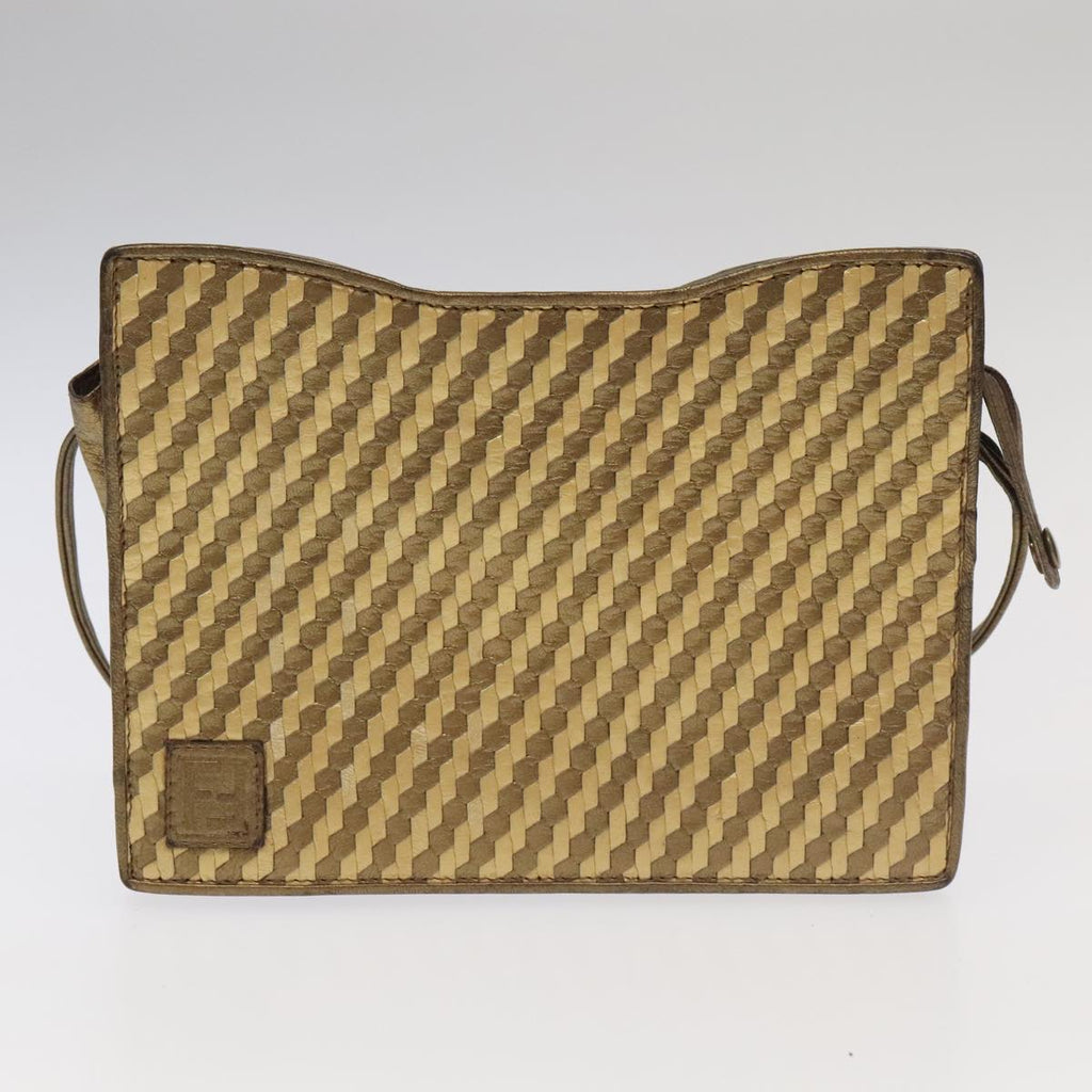 FENDI Pecan Canvas Hand Bag Leather 2Set Black Brown beige ti2521