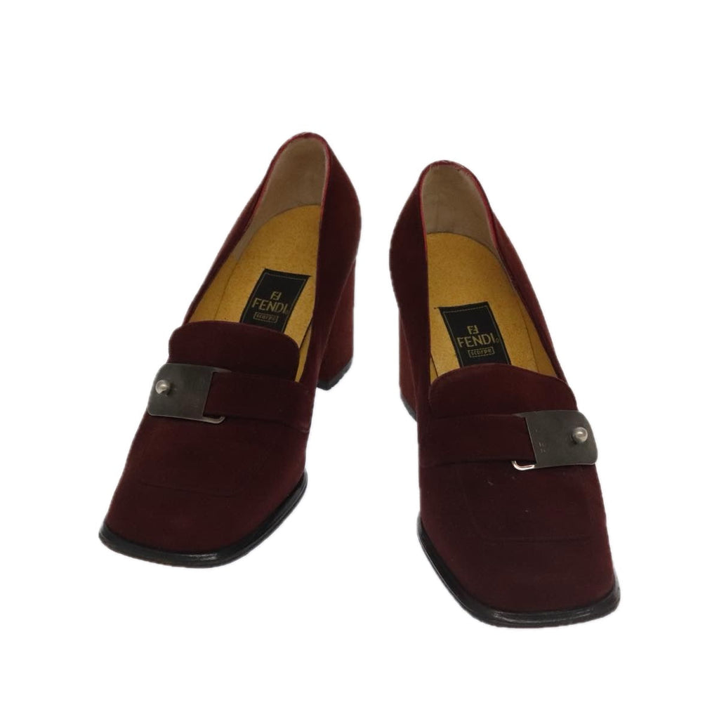 FENDI PRADA pumps Leather Suede 2Set Silver Red ti2529