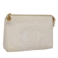 CHANEL Pouch Caviar Skin White Gold CC ti2536