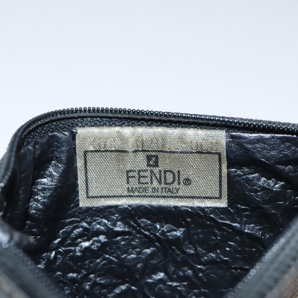 FENDI Pecan Canvas Pouch PVC Black Brown Gold ti2537