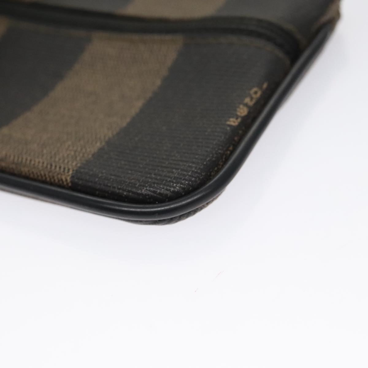 FENDI Pecan Canvas Pouch PVC Black Brown Gold ti2537