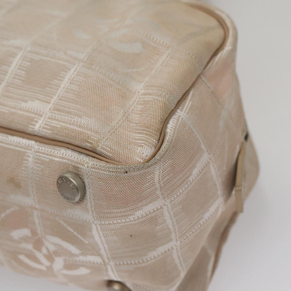 CHANEL New Travel line Hand Bag Nylon Beige CC ti2607
