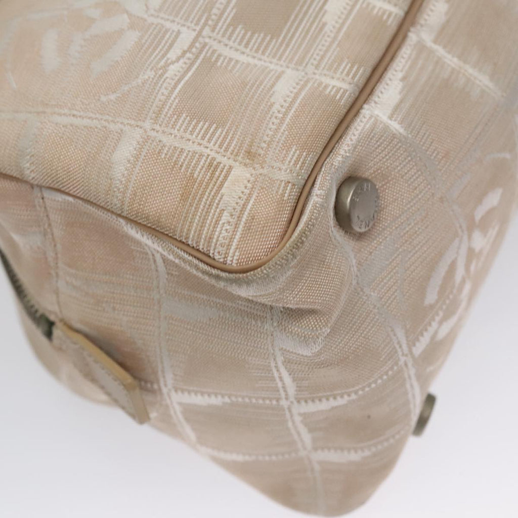 CHANEL New Travel line Hand Bag Nylon Beige CC ti2607
