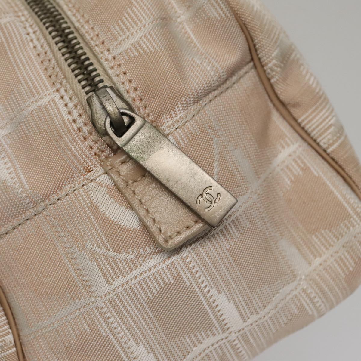 CHANEL New Travel line Hand Bag Nylon Beige CC ti2607