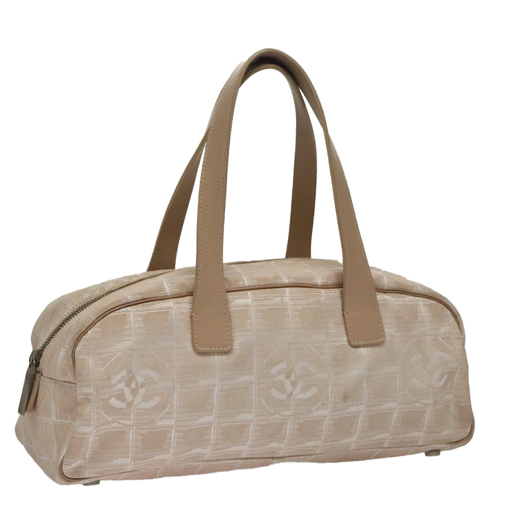 CHANEL New Travel line Hand Bag Nylon Beige CC ti2607