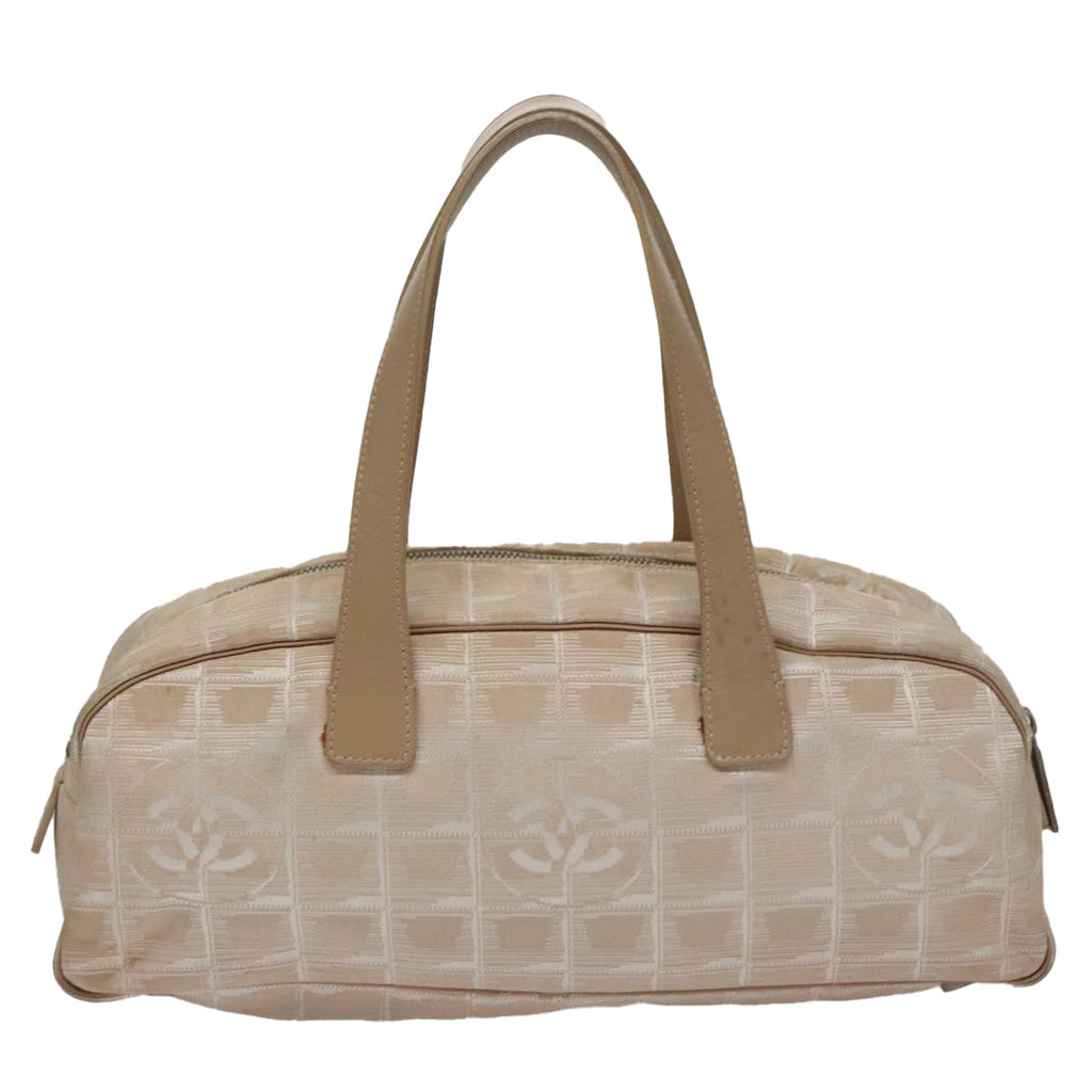 CHANEL New Travel line Hand Bag Nylon Beige CC ti2607