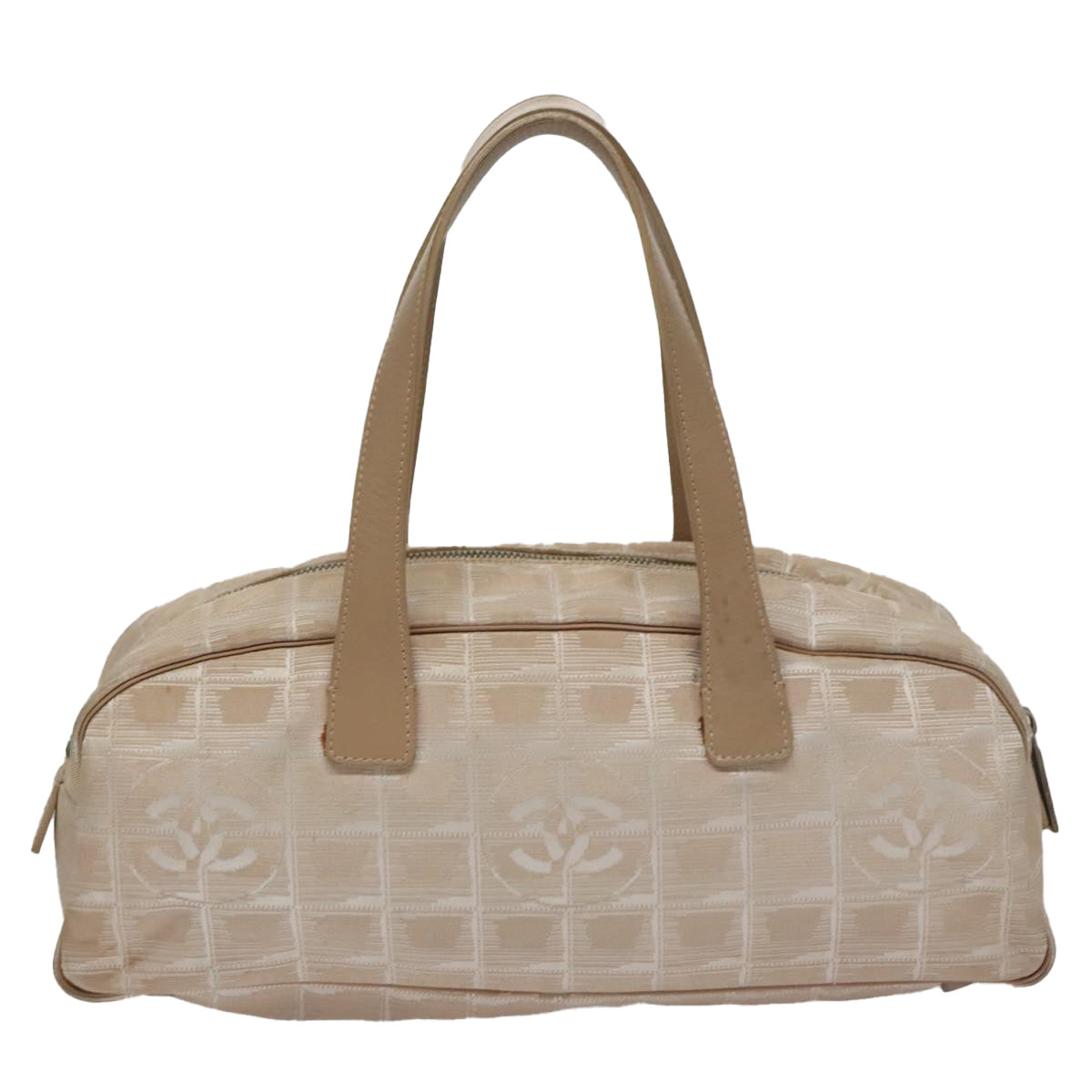 CHANEL New Travel line Hand Bag Nylon Beige CC ti2607