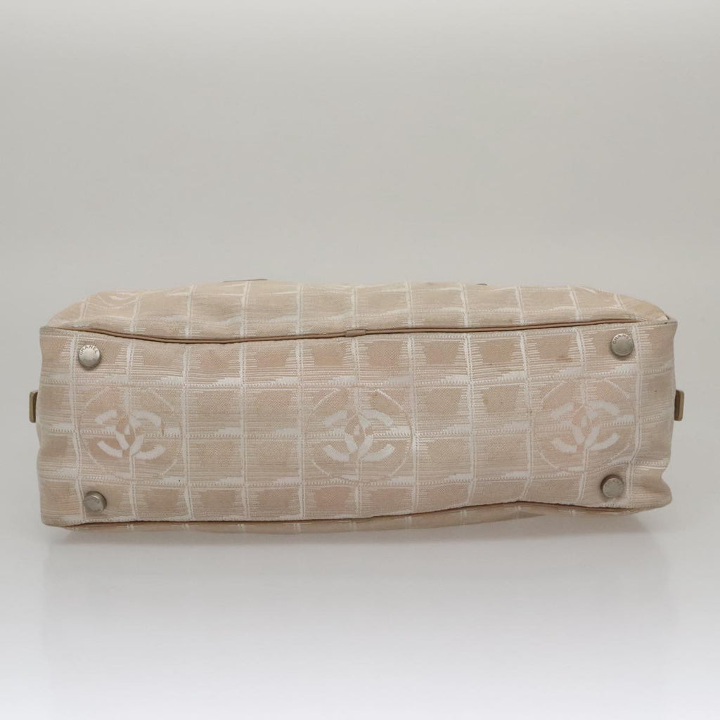CHANEL New Travel line Hand Bag Nylon Beige CC ti2607