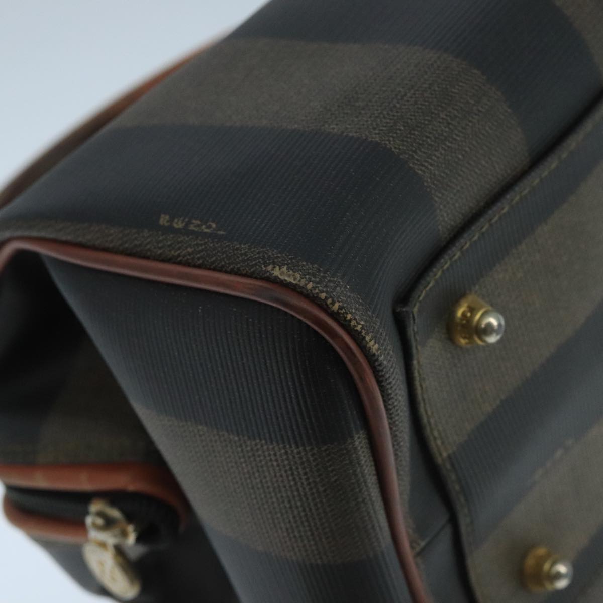 FENDI Pecan Canvas Hand Bag Brown Black ti2610