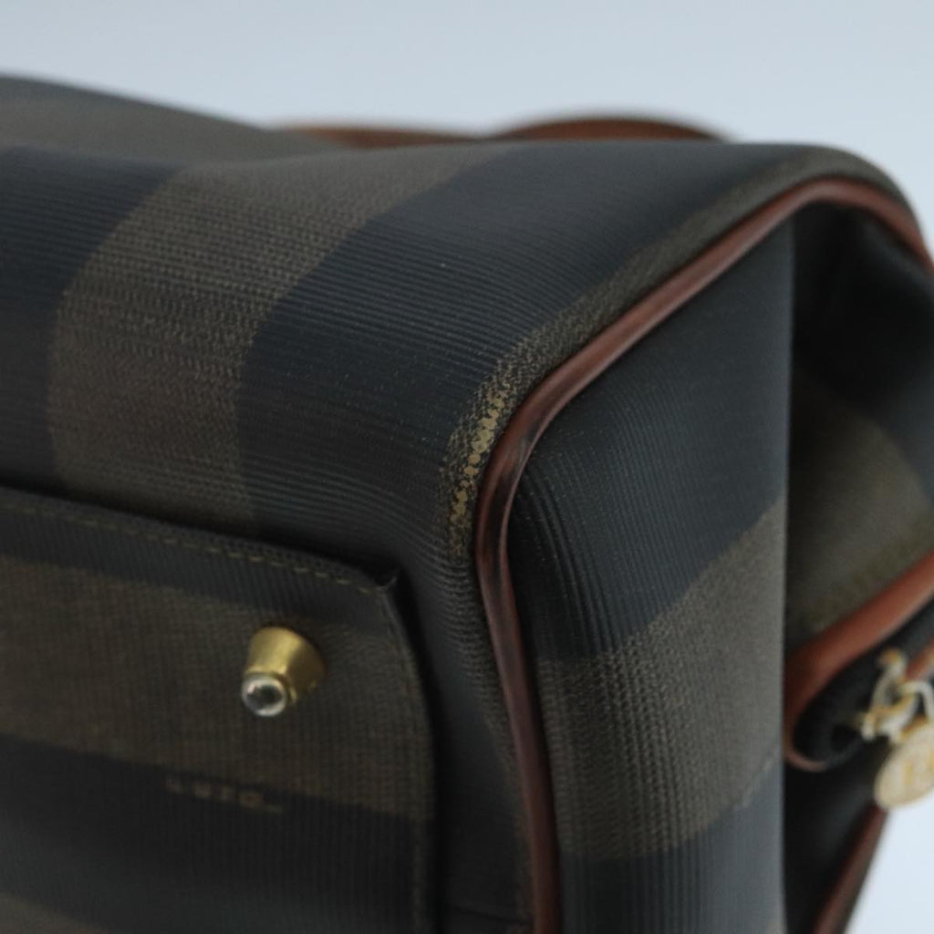 FENDI Pecan Canvas Hand Bag Brown Black ti2610