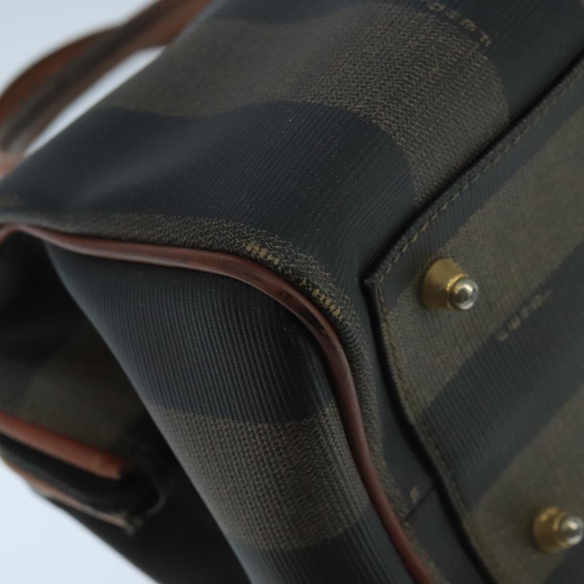 FENDI Pecan Canvas Hand Bag Brown Black ti2610