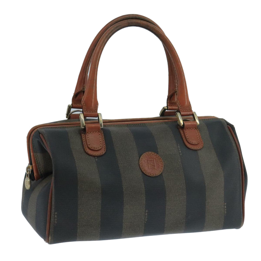 FENDI Pecan Canvas Hand Bag Brown Black ti2610